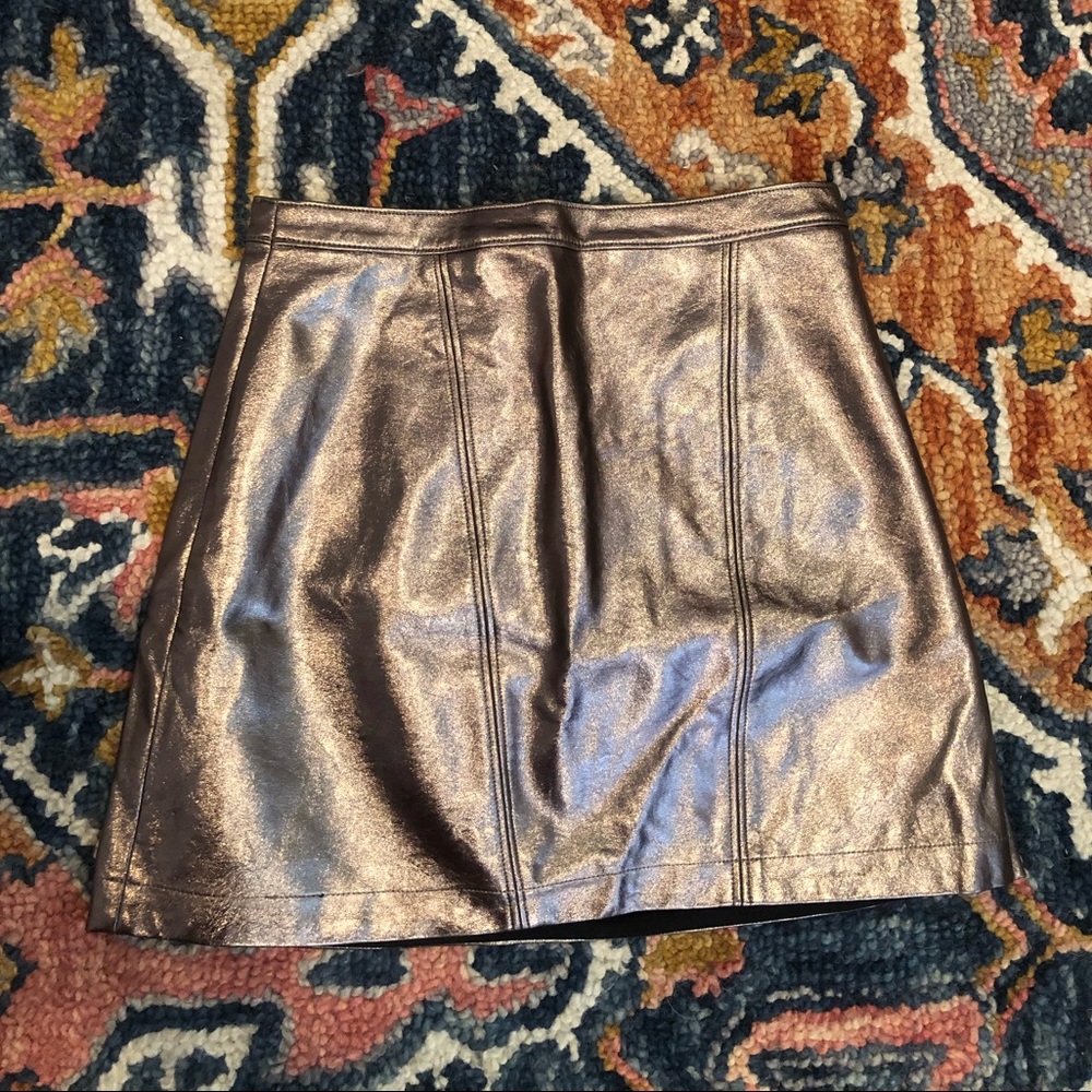Abercrombie Pink Metallic Straight Mini Skirt